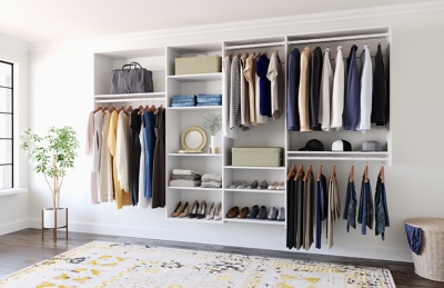 EasyFit 84"-120" W Dual Tower Basic Closet System, White, large