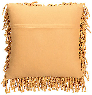Enjoy the fun and funky texture of this shag throw pillow from mina victory home accents on your couch, chair or other seating area. Its retro-inspired design features thickly knotted yarns in a bold yellow tone that demands attention. The accent pillow is handmade from a blend of polyester and cotton, with a comfy polyfill insert and zipper closure.Handmade from polyester and cotton | Soft polyfill insert | Thickly knotted yarns | Zipper closure | Imported