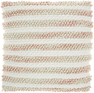 Sit back and relax on this cozy throw pillow from mina victory home accents. Its front cover features an alternating stitch and loop weave that provides hours of comfy texture while you curl up with your favorite book or watch tv. Rendered in blush pink with splashes of cream, it brings subtle contrast to casual and modern decor. This accent pillow is handmade with a fluffy polyfill insert and zipper closure.Handmade from 100% polyester | Soft polyfill insert | Alternating stitch and loop weave | Zipper closure | Imported