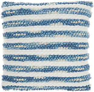 Sit back and relax on this cozy throw pillow from mina victory home accents. Its front cover features an alternating stitch and loop weave that provides hours of comfy texture while you curl up with your favorite book or watch tv. Rendered in multi-toned blue with splashes of cream, it brings subtle contrast to casual and modern decor. This accent pillow is handmade with a fluffy polyfill insert and zipper closure.Handmade from 100% polyester | Soft polyfill insert | Alternating stitch and loop weave | Zipper closure | Imported