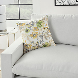Fresh spring florals burst into multicolored bloom on this handmade indoor/outdoor pillow from mina victory home accents. Reversing to a green raindrop print, it’s a delightfully refreshing look for your balcony, patio, pool, deck or indoor space. The accent pillow is made with soft polyfill and a zipper closure.Handcrafted from 100% polyester | Soft polyfill | Indoor/outdoor | Floral pattern; reverses to green raindrop print | Spot clean | Zipper closure | Imported