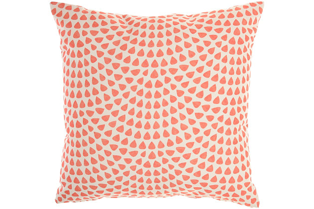 Add coastal charm to your patio furniture with this reversible indoor/outdoor throw pillow from mina victory home accents. A repeat pattern of coral adorns its face in this artistic interpretation of underwater life. Handmade in coral pink and ivory, it reverses to a vibrantly scalloped drop pattern for double the design power. The accent pillow includes a soft polyfill insert and zipper closure.Handcrafted from 100% polyester | Soft polyfill insert | Indoor/outdoor | Reverses to wavy scalloped drop pattern | Spot clean | Zipper closure | Imported