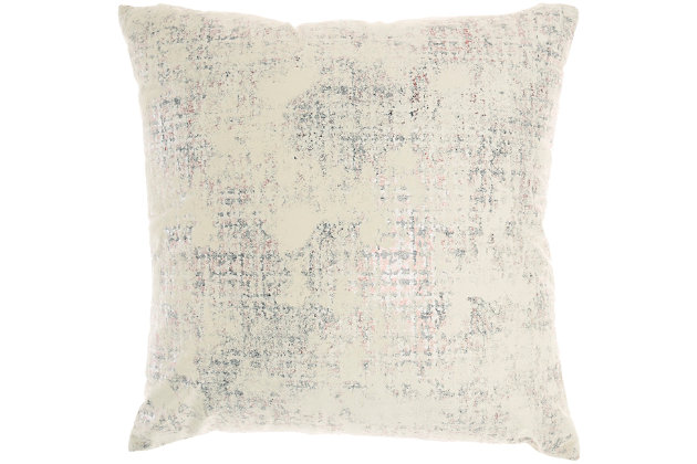 In an invigorating burst of luxe style, this glam throw pillow from mina victory home accents adds a rich sense of depth to your couch or other seating area. Bursts of sheer and solid velvet-like fabric create a unique pattern across its metallic plaid cover. Handmade in ivory, silver and gray, it includes a cozy polyfill insert and hidden zipper closure.Handcrafted from 100% polyester | Soft polyfill insert | Metallic plaid cover | Hidden zipper closure | Imported