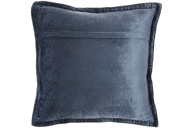 Lush textures and rich colors make the sofia collection from mina victory home accents an appealing addition to your home decor. A serene complement to neutral decor in deep blue, this solid throw pillow elevates your space without overpowering. Viscose fibers add a lustrous sheen that’s as smooth as silk, with flanged edges for an extra touch of decorative flair. Handmade in a generously-sized square, it includes a removable polyfill insert and zipper closure.Handcrafted from 100% viscose | Soft polyfill insert | Lustrous sheen | Flanged edges | Zipper closure | Imported