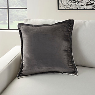 Lush textures and rich colors make the sofia collection from mina victory home accents an appealing addition to your home decor. A serene complement to neutral decor in charcoal gray, this solid throw pillow elevates your space without overpowering. Viscose fibers add a lustrous sheen that’s as smooth as silk, with flanged edges for an extra touch of decorative flair. Handmade in a generously-sized square, it includes a removable polyfill insert and zipper closure.Handcrafted from 100% viscose | Soft polyfill insert | Lustrous sheen | Flanged edges | Zipper closure | Imported