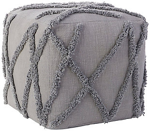 Nourison Life Styles Textured Diamond Pouf, Gray, large