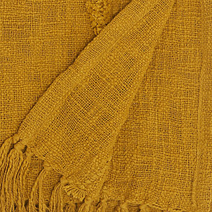 Handmade of soft cotton fibers with a thickly tufted abstract diamond pattern, this mustard yellow mina victory throw blanket is a sophisticated accent piece that you’ll love to drape around you on chilly nights. Sized right for cuddling, it coordinates beautifully with the matching throw pillow and pouf.Handcrafted from 100% cotton | Thickly tufted abstract diamond pattern | Sophisticated accent piece | Imported