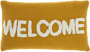 Nourison Life Styles 'welcome' Tufted Throw Pillow, Mustard, large