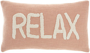 Sit back and chill with positive affirmation from this delightful pillow by mina victory home accents. It’s handmade with a softly tufted word graphic on a textured cotton cover, and filled to perfect plumpness. This playful pillow, crafted in an elegant blush pink with white embellishment, includes a zipper closure with soft polyfill insert.Handcrafted from 100% cotton | Soft polyfill insert | Softly tufted lettering | Zipper closure | Spot clean | Imported