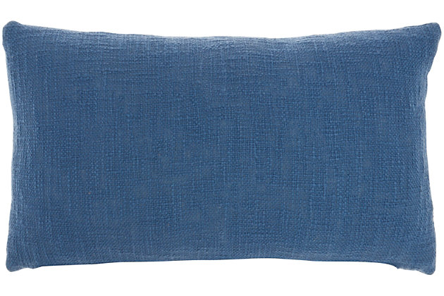 You’ll feel the love when you recline in style with this chic throw pillow from mina victory home accents. It’s handmade with a softly tufted word graphic on a textured cotton cover, and filled to perfect plumpness. This playful pillow, crafted in blue with white embellishment, includes a zipper closure with soft polyfill insert.Handcrafted from 100% cotton | Soft polyfill | Softly tufted lettering | Zipper closure | Spot clean | Imported