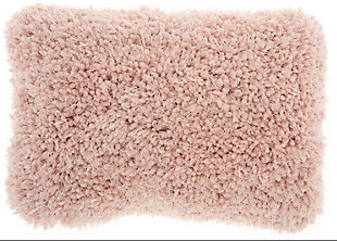 Made for cuddling, this groovy oblong shag throw pillow from Mina Victory Home Accents adds mod style to your living room or bedroom. Easy to coordinate with in a rose pink tone, its plush face combines nubby, boucle-style fibers and strings of yarn for a fun textural feel. This contemporary design is crafted from polyester with a soft polyfill insert. Pattern appears on face only.Made of 100% polyester | Soft polyfill insert | Plush yarn shag face | Zipper closure | Pattern appears on face only | Imported