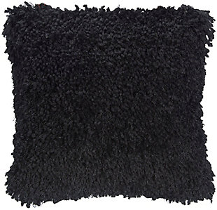 Made for cuddling, this groovy shag throw pillow from mina victory home accents adds mod style to your living room or bedroom. Easy to coordinate with in a solid black tone, its plush face combines nubby, boucle-style fibers and strings of yarn for a fun textural feel. This contemporary design is crafted from polyester with a soft polyfill insert. Pattern appears on face only.Made of 100% polyester | Soft polyfill insert | Plush yarn shag face | Zipper closure | Pattern appears on face only | Imported