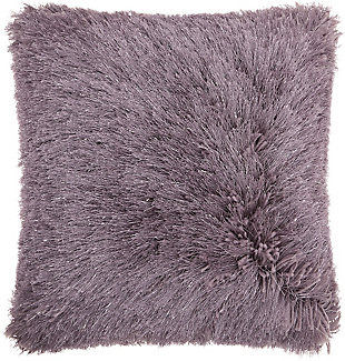 Snuggle up to the comfy, ultra-plush texture of this groovy shag throw pillow from Mina Victory Home Accents. With a perfectly simple, fuzzy front and velvety soft back in lavender, it adds just the right mix of functionality and style. Strips of slender, shimmering yarns add a delicate sheen to its modern design. Includes a cozy polyester insert and zipper closure.Made of 100% polyester | Soft polyfill insert | Plush yarn shag face | Reverses to soft back | Zipper closure | Imported