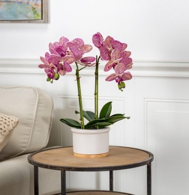 18-Inch Tall Real Touch Ultra-realistic Pink Phalaenopsis Arrangement In Pot, , rollover