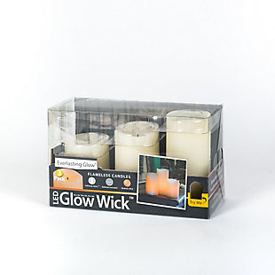 Assorted Wax Glow Wick® Led Candles With Vanilla Scent And Timer Feature (set Of 3), , rollover