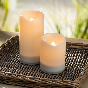 3"D White Wavy Edge Outdoor Solar Candles (set Of 2), , rollover