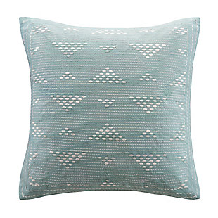 INK+IVY Embroidered Geometric Square Pillow, Blue, large