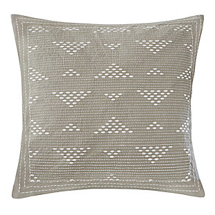 The Cario decorative pillow by INK+IVY is a chic, modern update to any room in your home. The taupe background provides the perfect base for off-white decorative embroidery that creates a geometric design. This decorative square pillow coordinates with the INK+IVY Bedding Collection.
Taupe cover made of 200-thread count cotton  | Soft polyfill insert | Off-white embroidered geometric design   | Imported | Spot clean