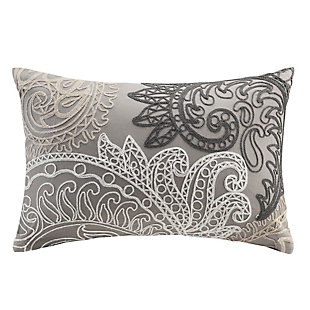 INK+IVY Kiran Embroidered Cotton Oblong Pillow, Taupe, large