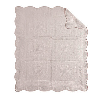 Madison Park Tuscany Scallop Edge Oversized Quilted Throw, Blush, rollover