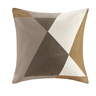 INK+IVY Aero Embroidered Abstract Square Pillow, Neutral, large