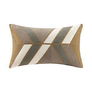 INK+IVY Aero Embroidered Abstract Oblong Pillow, Natural, large