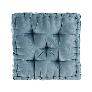 Create a cozy retreat anywhere in your home with the Intelligent Design Azza Chenille Square Floor Pillow. It features a soft aqua color for the perfect feminine flair, while the richly-textured polyester chenille creates a light, natural luster sure to catch your eye. Tufted detailing and a scalloped edge create a charming and unique touch, while its soft filling provides simple comfort. Versatile and simple to layer, this floor pillow is an easy addition to any space. Made with polyester chenille  | Soft polyfill | Richly-textured, lustrous fabric in a soft aqua color  | Tufted detailing  | Scalloped edge design  | Imported | Spot clean