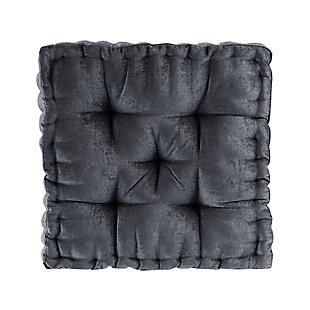 Create a cozy retreat anywhere in your home with the Intelligent Design Azza Chenille Square Floor Pillow. It features a deep charcoal color for the perfect modern flair, while the richly-textured polyester chenille creates a light, natural luster sure to catch your eye. Tufted detailing and a scalloped edge create a charming and unique touch, while its soft filling provides simple comfort. Versatile and simple to layer, this floor pillow is an easy addition to any space. Made with polyester chenille  | Soft, hypoallergenic polyfill | Richly-textured, lustrous fabric in a deep charcoal color | Tufted detailing  | Scalloped edge design  | Imported | Spot clean