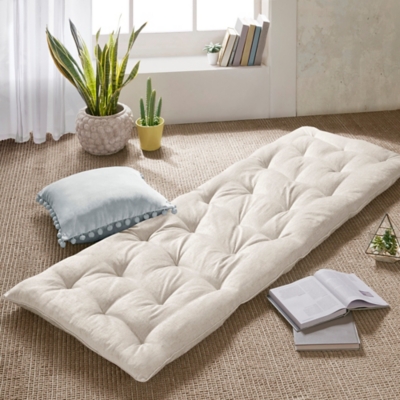 Alder Poly Chenille Lounge Floor Pillow Cushion, Ivory