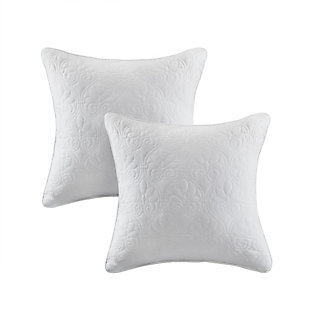 Madison Park Quebec Quilted Square Pillow Set, White, large