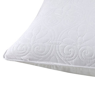 With a refreshing take on texture, the Quebec Quilted Square Pillow Set in white is the perfect touch. Its classic stitch pattern pairs easily with your existing decor and is sure to add a charming new element to your space. Measuring 20 inches by 20 inches, these square pillows feature a solid reverse, piping detail and soft polyester fill for simple comfort.Set of 2  | Made with polyester microfiber in white | Soft polyfill | Quilted in a classic stitch pattern  | Solid reverse | Piping detail around the edges | Coordinates with the matching coverlet quilt Collection (sold separately)  | Imported | Spot clean only
