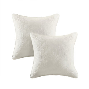 Madison Park Quebec Quilted Square Pillow Set, Ivory, large