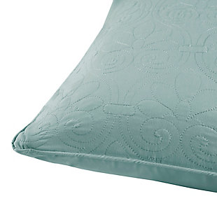 With a refreshing take on texture, the Quebec Quilted Square Pillow Set in a soothing seafoam green is the perfect touch. Its classic stitch pattern pairs easily with your existing decor and is sure to add a charming new element to your space. Measuring 20 inches by 20 inches, these square pillows feature a solid reverse, piping detail and soft polyester fill for simple comfort.Set of 2  | Made with polyester microfiber in seafoam | Soft polyfill | Quilted in a classic stitch pattern  | Solid reverse | Piping detail around the edges | Coordinates with the matching coverlet quilt collection (sold separately)  | Imported | Spot clean only