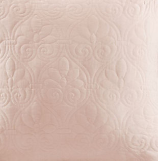 With a refreshing take on texture, the Quebec Quilted Square Pillow Set in a soft blush is the perfect touch. Its classic stitch pattern pairs easily with your existing decor and is sure to add a charming new element to your space. Measuring 20 inches by 20 inches, these square pillows feature a solid reverse, piping detail and soft polyester fill for simple comfort.Set of 2  | Made with polyester microfiber in soft blush | Soft polyfill | Quilted in a classic stitch pattern  | Solid reverse | Piping detail around the edges | Coordinates with the matching coverlet quilt Collection (sold separately)  | Imported | Spot clean only