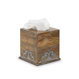 GG Wood and Inlay Metal Heritage Collection Square Tissue Box Cover, , large