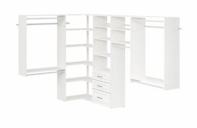 EasyFit Modern Raised Ultimate Corner Closet System, White, rollover