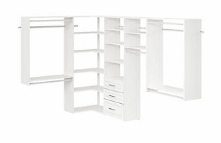 EasyFit Modern Raised Ultimate Corner Closet System, White, rollover