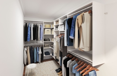 EasyFit Modern Raised Ultimate Corner Closet System, White, large