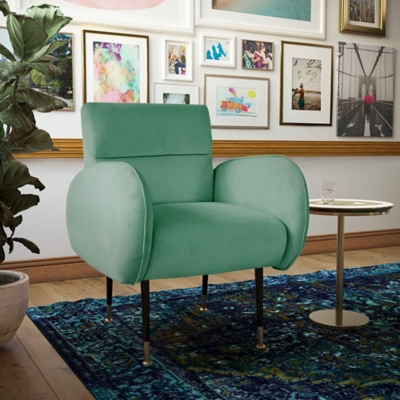 TOV Furniture Babe Mint Green Velvet Chair, Mint Green, rollover