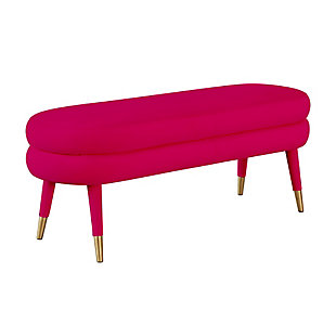 TOV Furniture Betty Pink Velvet Bench, Pink, large