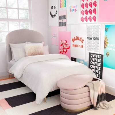 TOV Furniture Lillian Blush Velvet Storage Bench, Blush, rollover