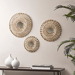 Madison Park Neutral Corn Leaves Wrapped Metal Wall Decoration 3 Piece Set, , rollover