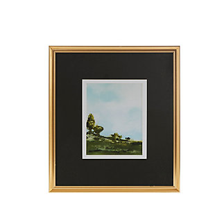 Bring a touch of tranquility to your home with the Martha Stewart Across the Plains Framed Glass Art with Double Matte. This framed wall art features a printed landscape under glass with a double matte that highlights the artwork for a charming country look. A coordinating wood frame complements the piece, while the two D-rings on the back make it easy to hang on your wall. Part of the Martha Stewart Urban Collection, this framed glass wall art adds a serene update to your living room or home office.Printed landscape with double matte | Engineered wood frame with glass front | Martha Stewart Urban Collection | Ideal for home or office wall decor | Framed dimensions: 17.2"W x 19.2"L x 1.2"D | Two D-rings to hang on a wall
