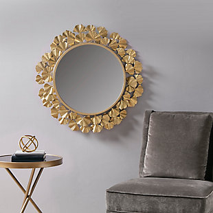 Martha Stewart Gold Gold Foil Ginkgo Mirror, , rollover