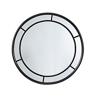 Martha Stewart Matte Black Round Accent Mirror, , large