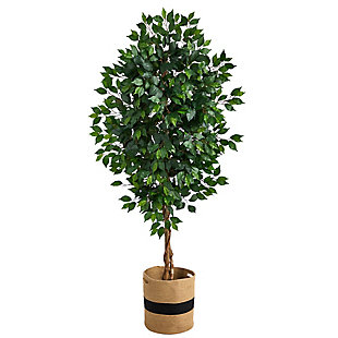 6’ Ficus Artificial Tree in Handmade Natural Cotton Planter, , large