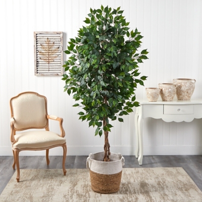 6' Ficus Artificial Tree in Handmade Natural Jute and Cotton Planter