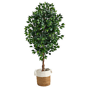 6’ Ficus Artificial Tree in Handmade Natural Jute and Cotton Planter, , large