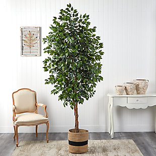 8’ Ficus Artificial Tree in Handmade Natural Cotton Planter, , rollover