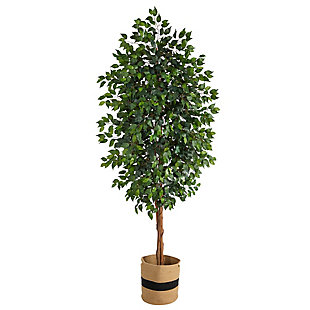 8’ Ficus Artificial Tree in Handmade Natural Cotton Planter, , large
